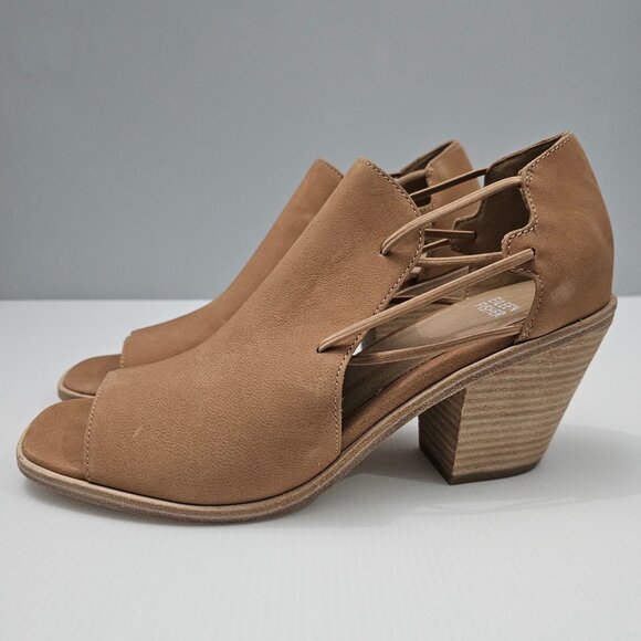 NEW Eileen Fisher Alfie Sandal Caged Peep Toe Heel Honey Tan Nubuck Size 10 - Picture 14 of 14